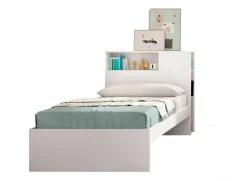 Letti Singoli > Dmora Letto singolo moderno bianco e rovere 194x146cm adatto per materasso 90x190 cm - Guillermo Marrone, Bianco Rovere