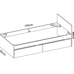 Letti Singoli > Dmora Letto singolo moderno bianco e rovere 194x95cm adatto per materasso 90x190 cm - Pakhar Marrone, Bianco Rovere