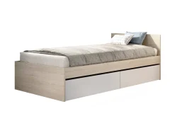 Letti Singoli > Dmora Letto singolo moderno bianco e rovere 194x95cm adatto per materasso 90x190 cm - Pakhar Marrone, Bianco Rovere