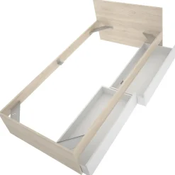 Letti Singoli > Dmora Letto singolo moderno bianco e rovere 194x95cm adatto per materasso 90x190 cm - Pakhar Marrone, Bianco Rovere