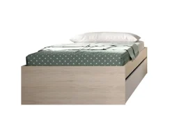 Letti Contenitore|Letti Singoli > Dmora Letto singolo moderno rovere e bianco opaco 124x226cm adatto per materasso 90x200 cm - Wali Bianco Opaco, Marrone Rovere