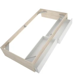 Letti Contenitore|Letti Singoli > Dmora Letto singolo moderno rovere e bianco opaco 124x226cm adatto per materasso 90x200 cm - Wali Bianco Opaco, Marrone Rovere