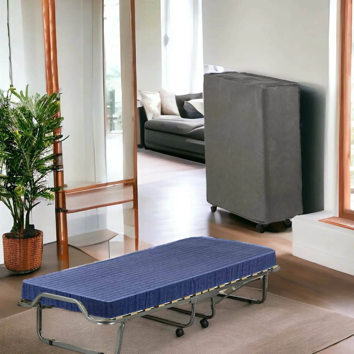 Letti Pieghevoli|Camera Da Letto > Dmora Letto singolo pieghevole sfoderabile 200x80cm - Ascea Blu
