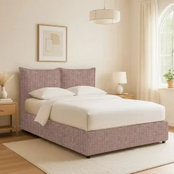 Letti Contenitore|Letti Singoli > Dmora Letto Singolo Sfoderabile Contenitore, Dimensione Materasso 90x190 cm - Sinio Rosa Antico