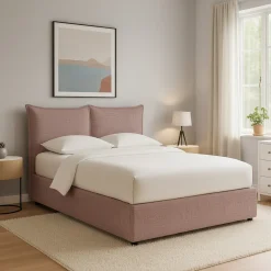 Letti Contenitore|Letti Singoli > Dmora Letto Singolo Sfoderabile Contenitore, Dimensione Materasso 90x200 cm - Maccagno Rosa Antico