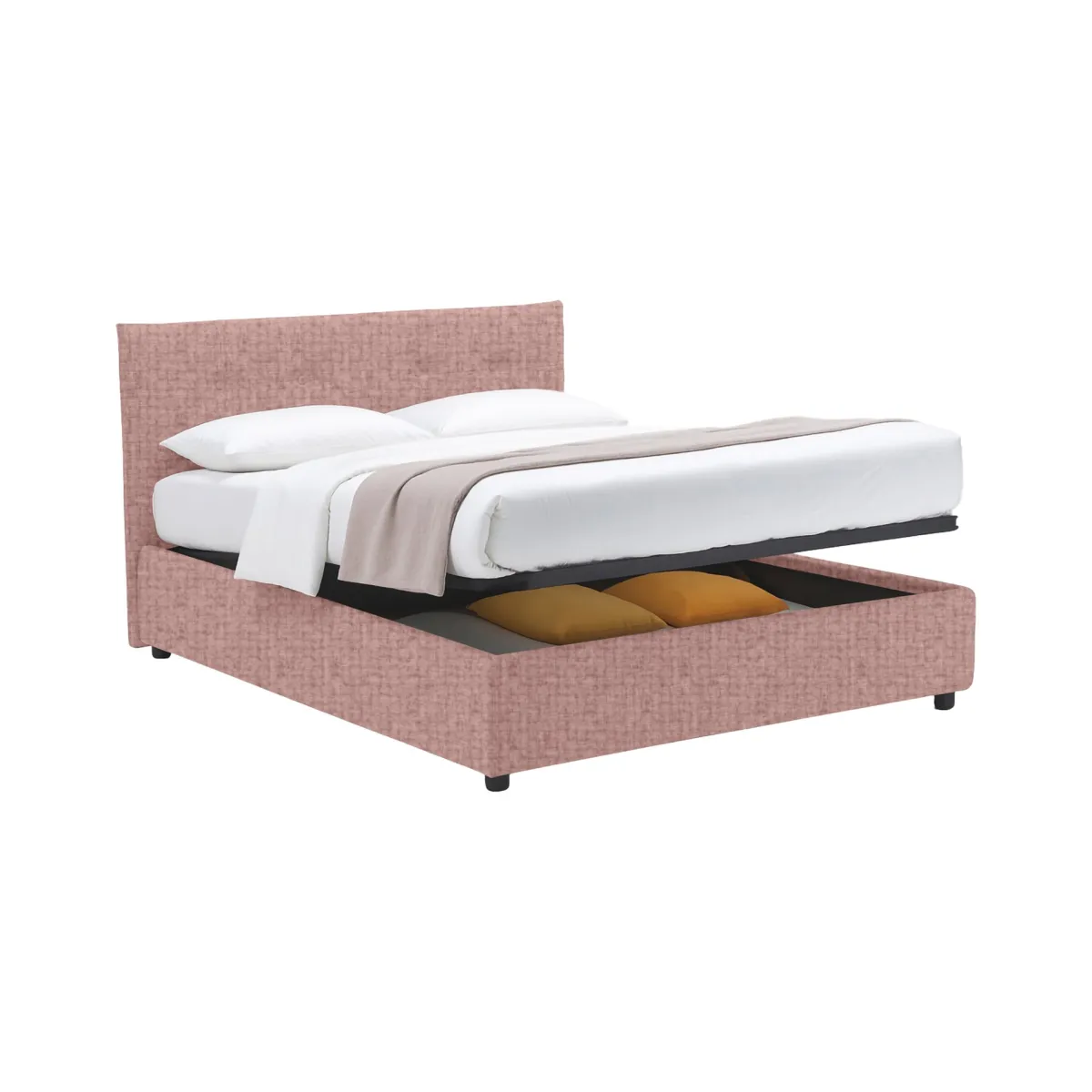 Letti Contenitore|Letti Singoli > Dmora Letto Singolo Sfoderabile Contenitore, Dimensione Materasso 90x190 cm - Fiumalbo Rosa