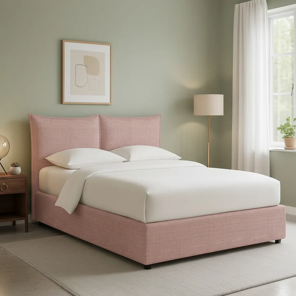 Letto Singolo Rosa Sfoderabile Contenitore, Dimensione Materasso 90x190 cm - Rosora