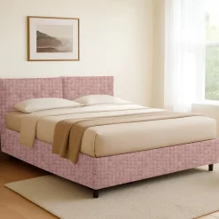 Letti Contenitore|Letti Singoli > Dmora Letto Singolo Sfoderabile Contenitore, Dimensione Materasso 90x190 cm - Supino Rosa