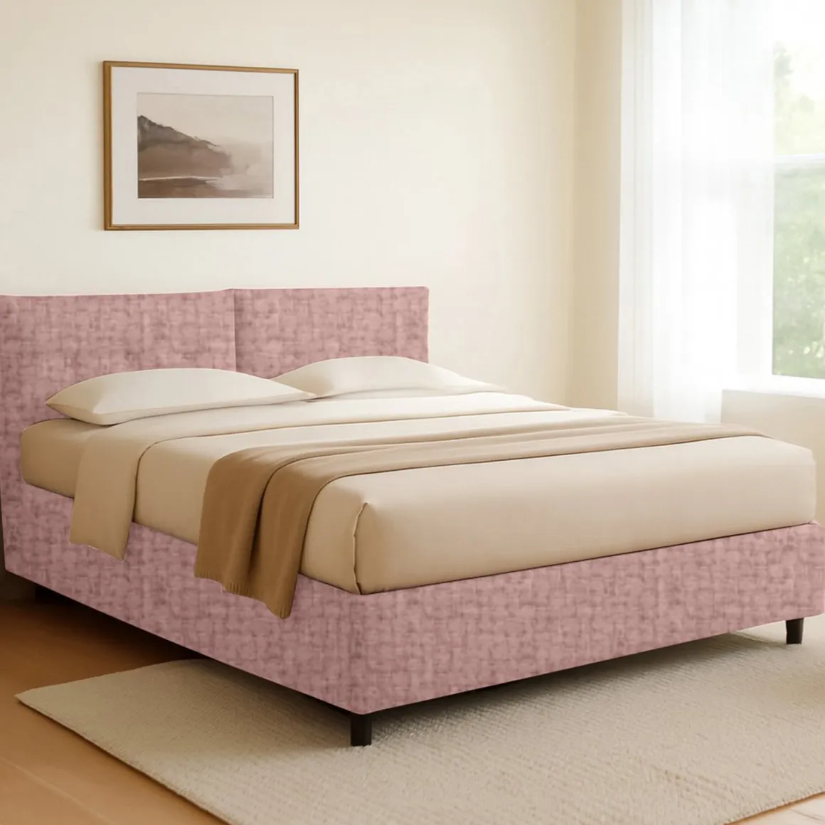 Letti Contenitore|Letti Singoli > Dmora Letto Singolo Sfoderabile Contenitore, Dimensione Materasso 90x190 cm - Supino Rosa