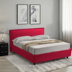 Letti Contenitore|Letti Singoli > Dmora Letto Singolo Materasso Incluso Sfoderabile, Contenitore Made in Italy - Brendola Rosso