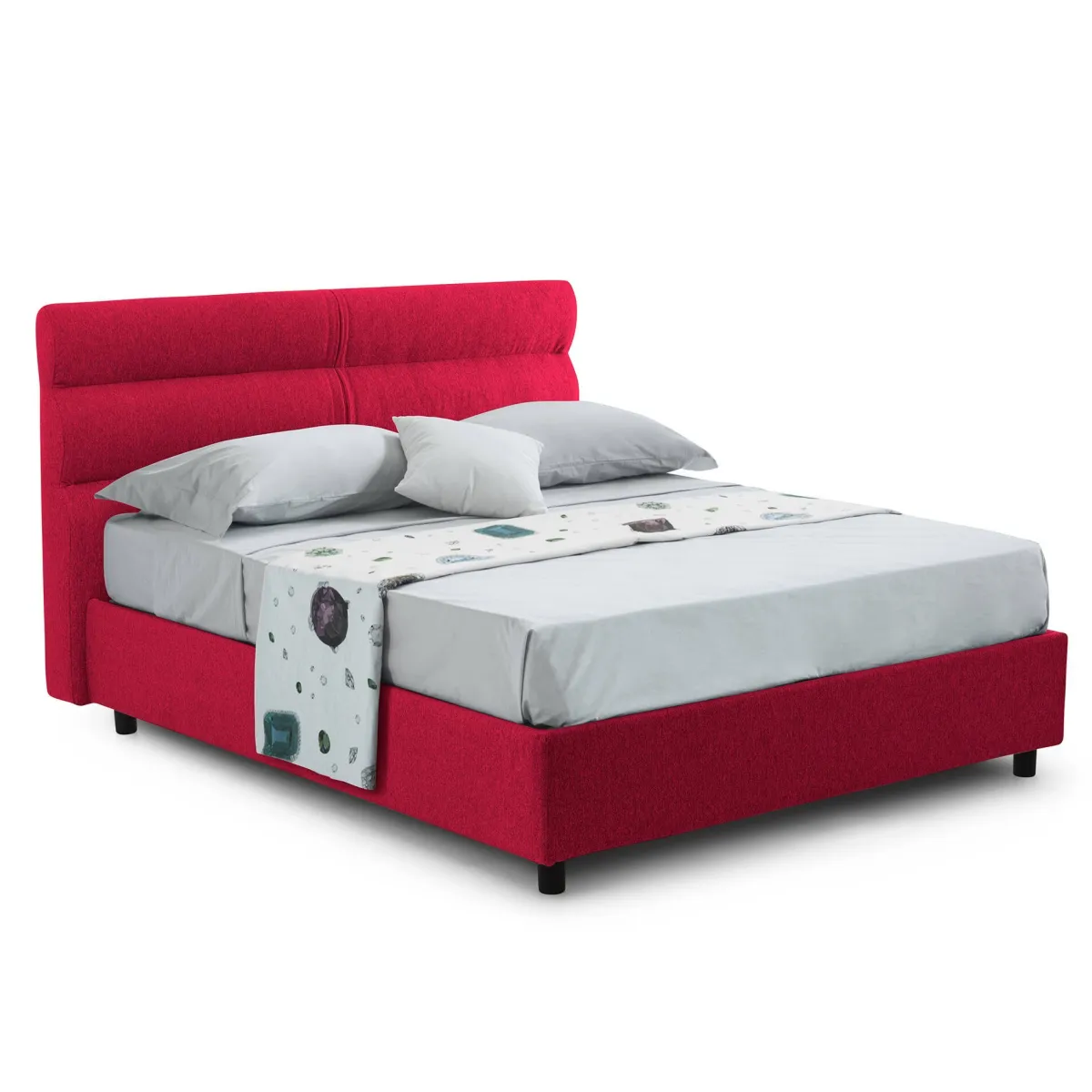 Letti Singoli > Dmora Letto Singolo Sfoderabile Contenitore, Dimensione Materasso 80x190 cm Made in Italy - Brez Rosso