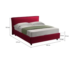 Letto Singolo Rosso Sfoderabile Contenitore, Dimensione Materasso 80x190 cm Made in Italy - Brusson