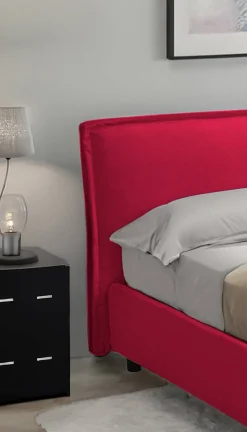 Letto Singolo Rosso Sfoderabile Contenitore, Dimensione Materasso 80x190 cm Made in Italy - Brusson