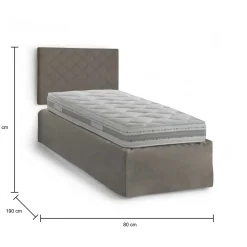 Letto singolo tortora 80x190cm materasso incluso - Ascra