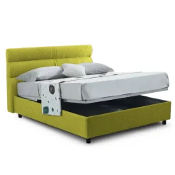 Letti Contenitore|Letti Singoli > Dmora Letto Singolo Materasso Incluso Sfoderabile, Contenitore Made in Italy - Adalpina Verde