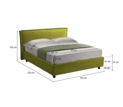 Letti Contenitore|Letti Singoli > Dmora Letto Singolo Materasso Incluso Sfoderabile, Contenitore Made in Italy - Brendola Verde