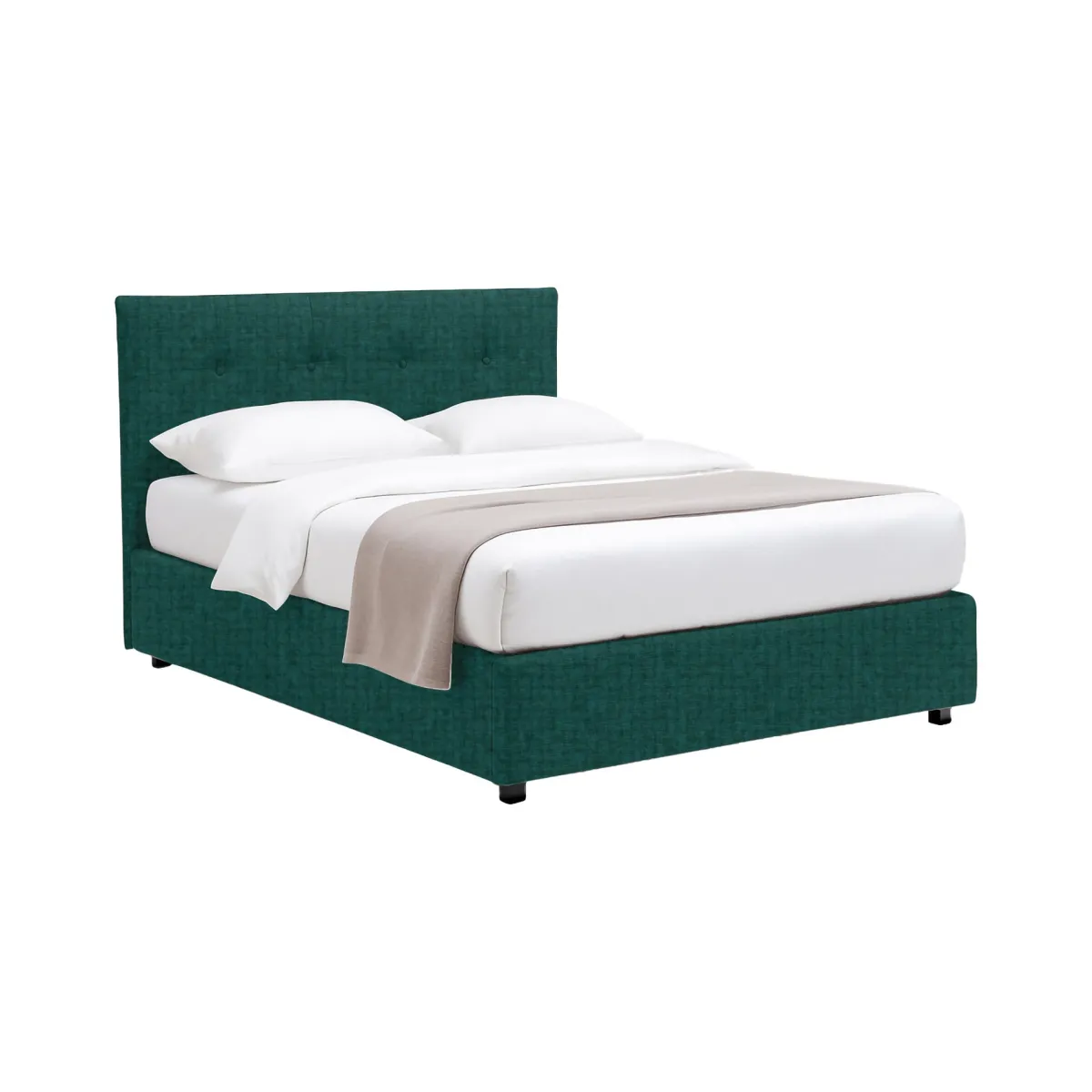 Letti Contenitore|Letti Singoli > Dmora Letto Singolo Sfoderabile Contenitore, Dimensione Materasso 90x190 cm - Fiumalbo Verde Petrolio