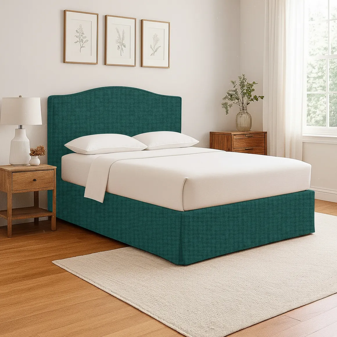 Letto Singolo Verde Petrolio Sfoderabile Contenitore, Dimensione Materasso 90x190 cm - Orvieto