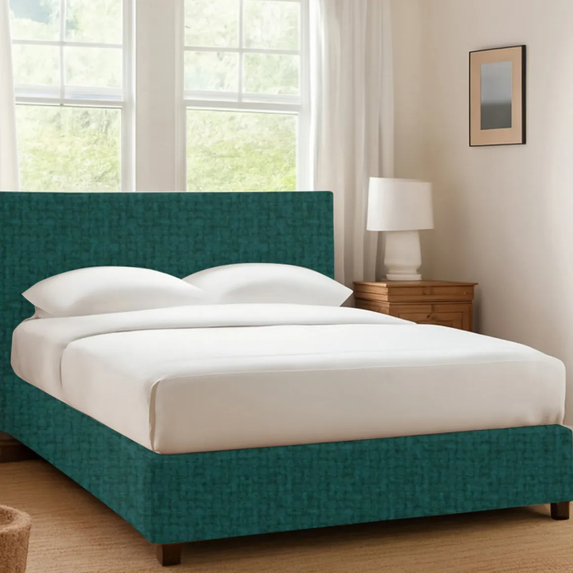 Letto Singolo Verde Petrolio Sfoderabile Contenitore, Dimensione Materasso 90x190 cm - Racines