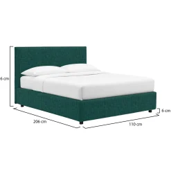 Letto Singolo Verde Petrolio Sfoderabile Contenitore, Dimensione Materasso 90x190 cm - Racines