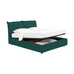 Letti Contenitore|Letti Singoli > Dmora Letto Singolo Sfoderabile Contenitore, Dimensione Materasso 90x190 cm - Sinio Verde Petrolio