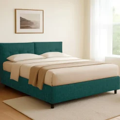 Letti Contenitore|Letti Singoli > Dmora Letto Singolo Sfoderabile Contenitore, Dimensione Materasso 90x190 cm - Supino Verde Petrolio