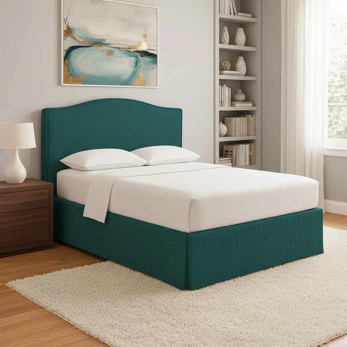 Letti Contenitore|Letti Singoli > Dmora Letto Singolo Sfoderabile Contenitore, Dimensione Materasso 90x200 cm - Iudica Verde Petrolio