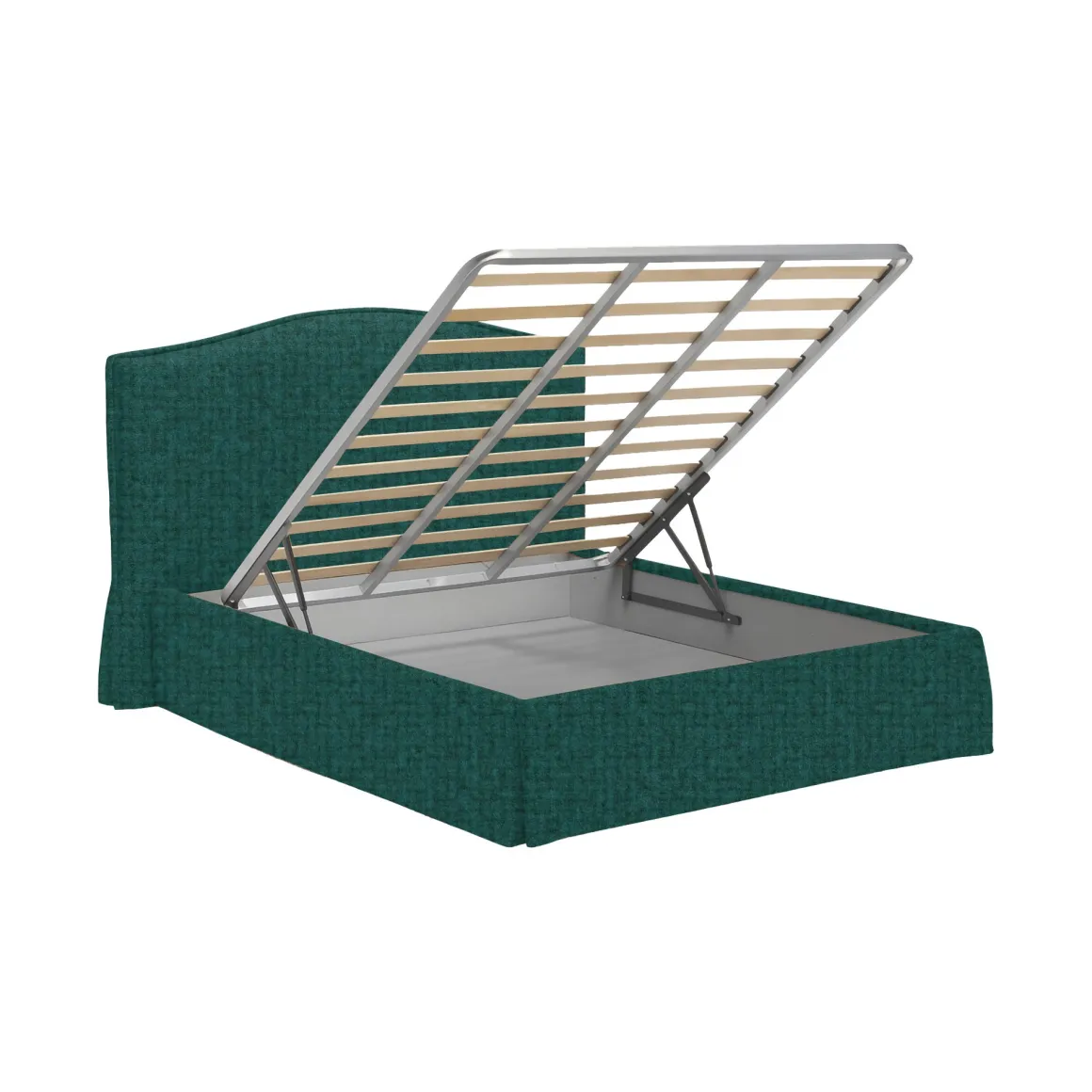 Letti Contenitore|Letti Singoli > Dmora Letto Singolo Sfoderabile Contenitore, Dimensione Materasso 90x200 cm - Iudica Verde Petrolio