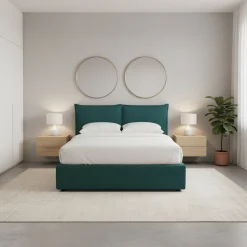 Letti Contenitore|Letti Singoli > Dmora Letto Singolo Sfoderabile Contenitore, Dimensione Materasso 90x200 cm - Maccagno Verde Petrolio