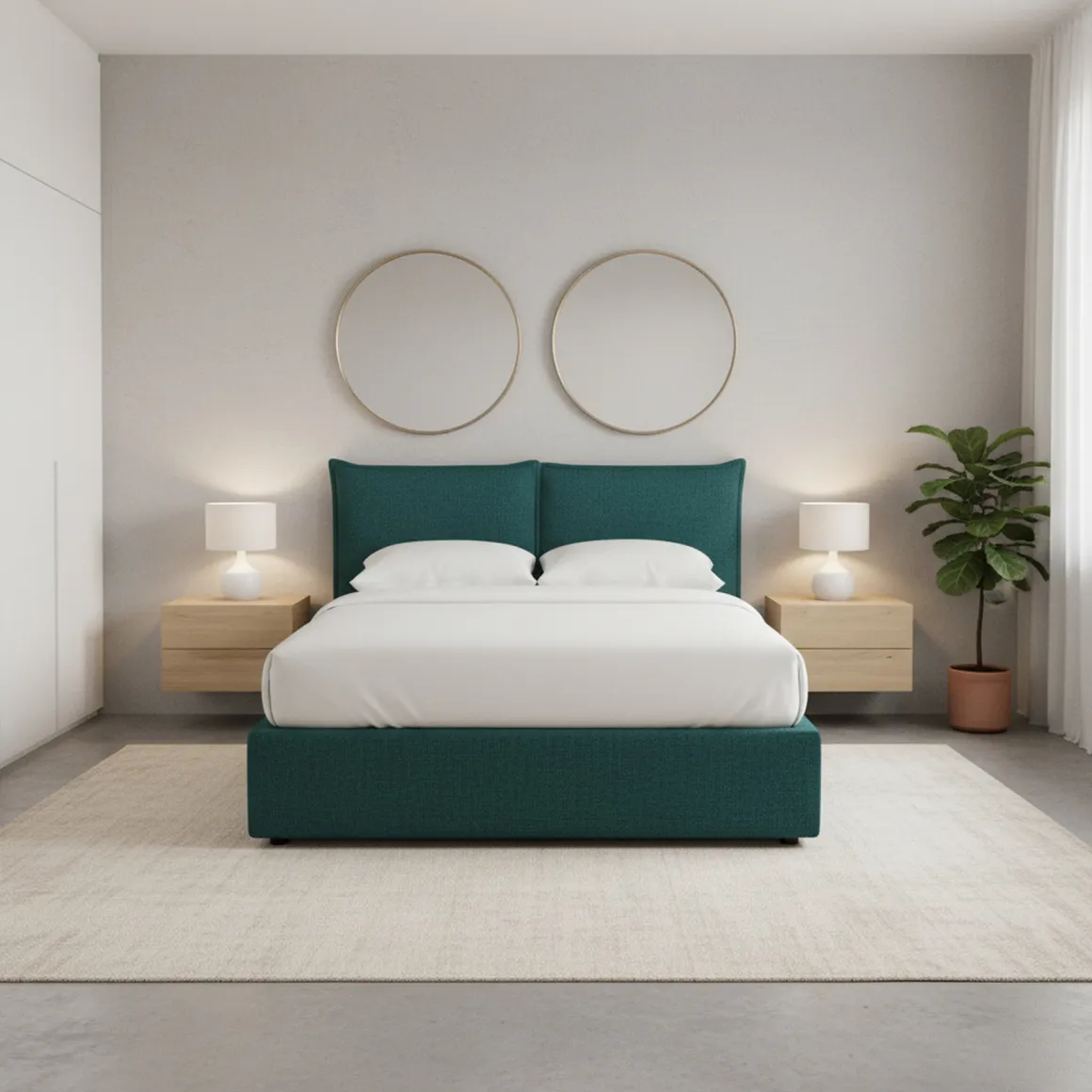 Letto Singolo Verde Petrolio Sfoderabile Contenitore, Dimensione Materasso 90x200 cm - Lapedona