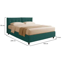 Letti Contenitore|Letti Singoli > Dmora Letto Singolo Sfoderabile Contenitore, Dimensione Materasso 90x200 cm - Oncino Verde Petrolio