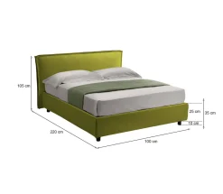 Letto Singolo Verde Sfoderabile Contenitore, Dimensione Materasso 80x200 cm Made in Italy - Bruino