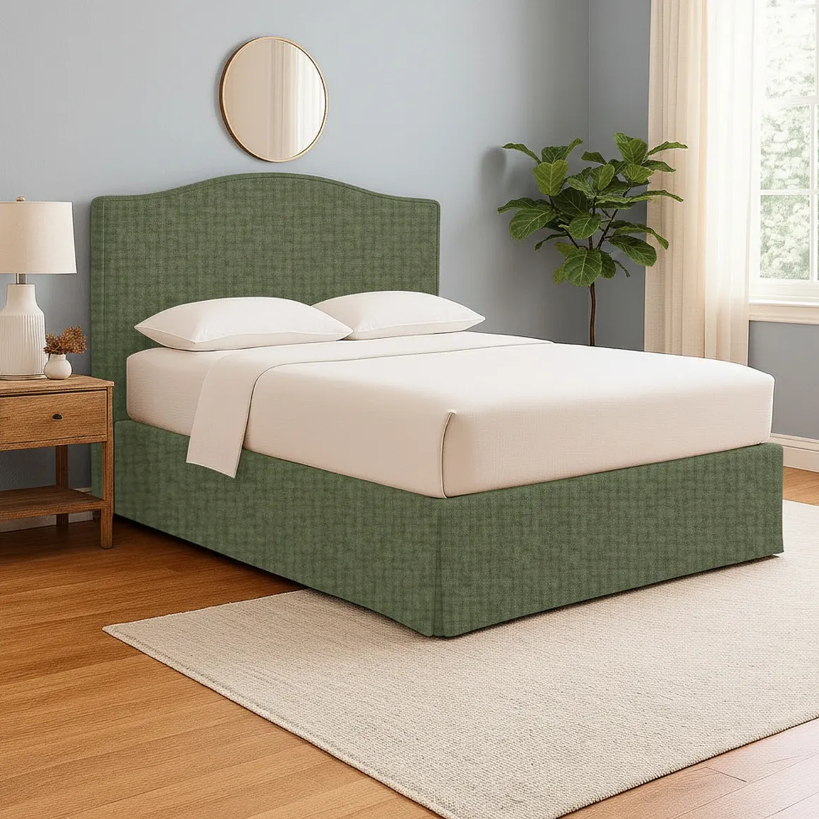 Letto Singolo Verde Sfoderabile Contenitore, Dimensione Materasso 90x190 cm - Orvieto
