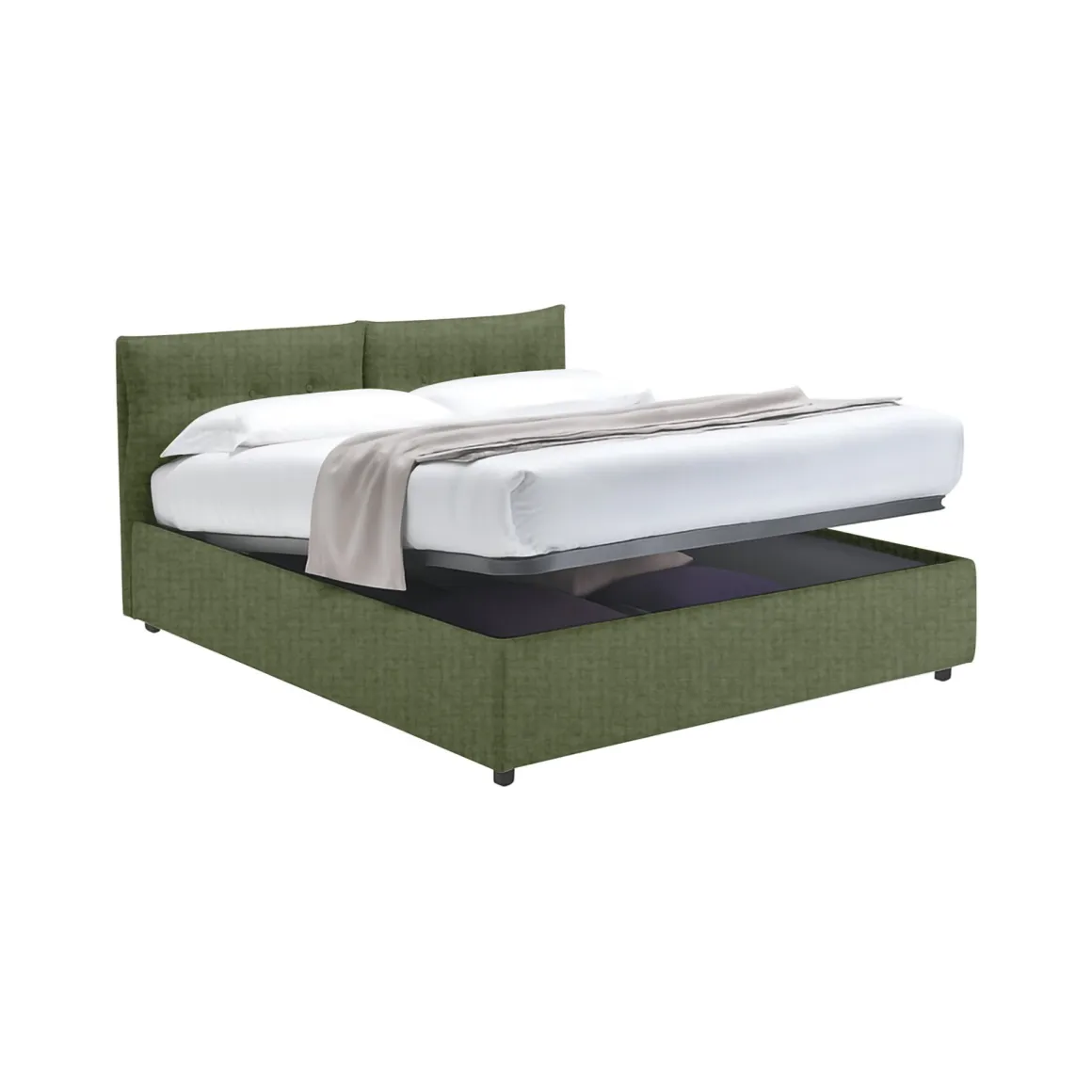Letto Singolo Verde Sfoderabile Contenitore, Dimensione Materasso 90x190 cm - Stazzano