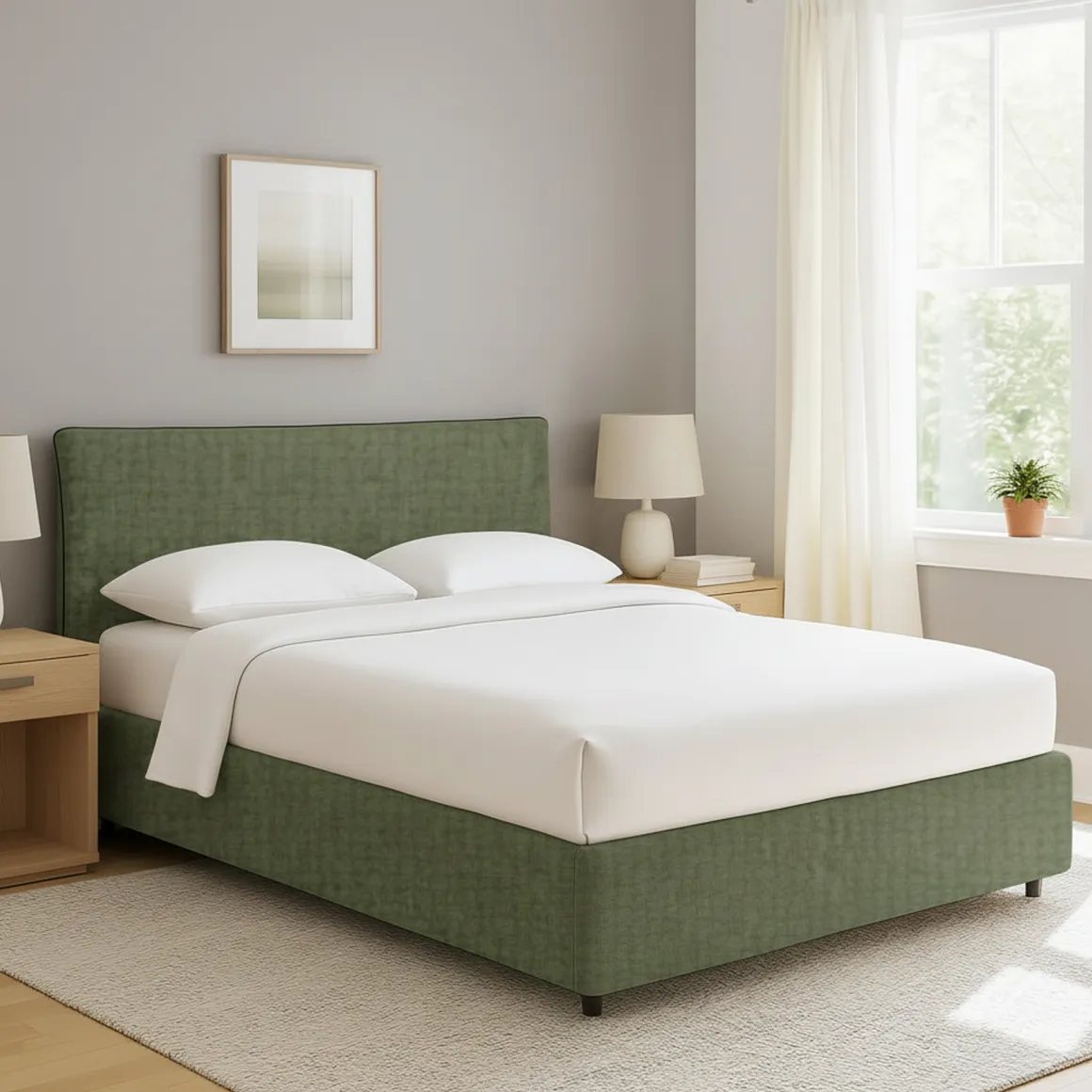 Letti Contenitore|Letti Singoli > Dmora Letto Singolo Sfoderabile Contenitore, Dimensione Materasso 90x200 cm - Cerzeto Verde