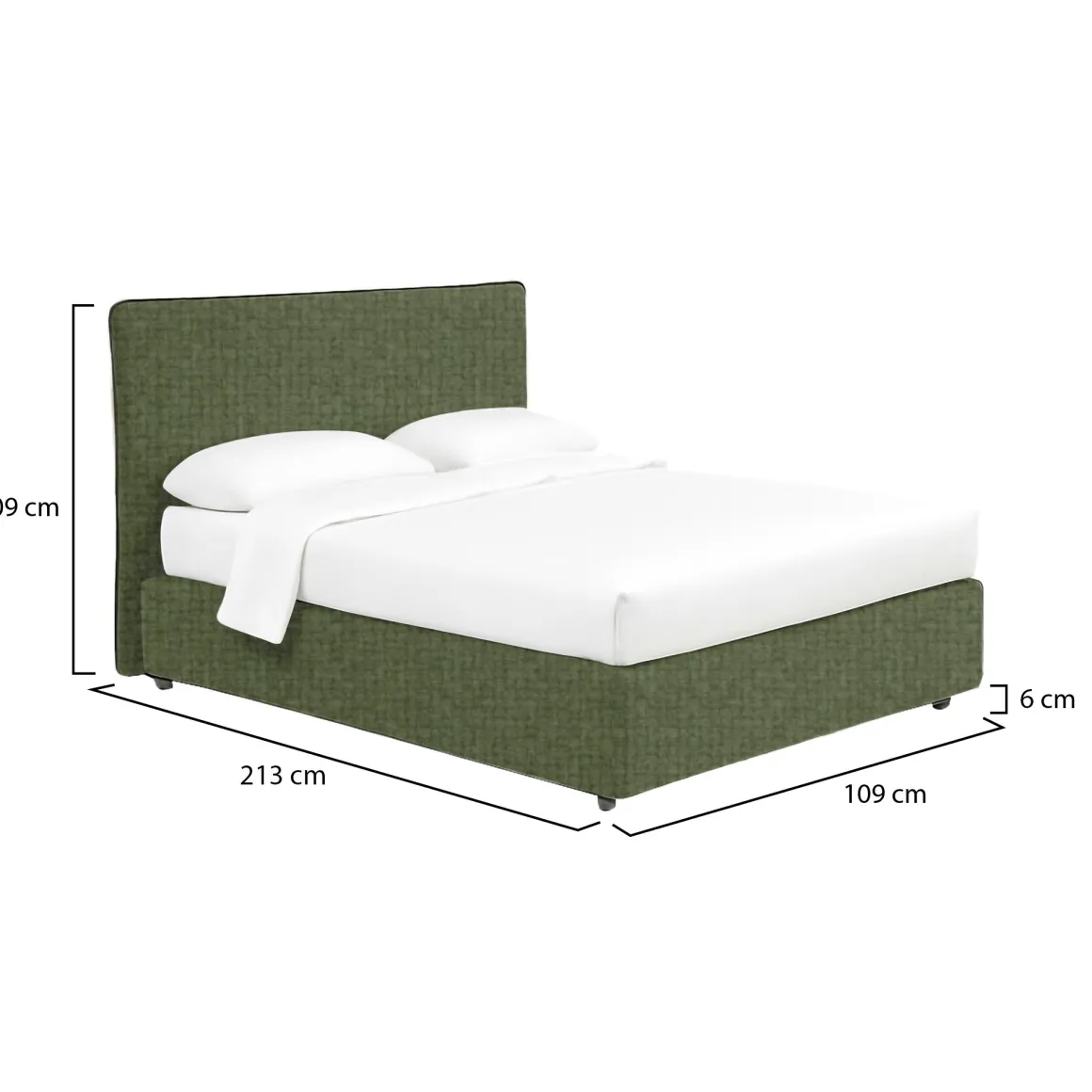 Letti Contenitore|Letti Singoli > Dmora Letto Singolo Sfoderabile Contenitore, Dimensione Materasso 90x200 cm - Cerzeto Verde