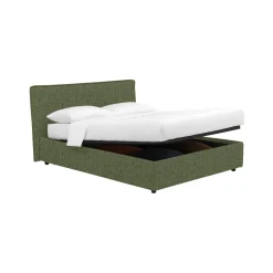Letti Contenitore|Letti Singoli > Dmora Letto Singolo Sfoderabile Contenitore, Dimensione Materasso 90x200 cm - Cerzeto Verde