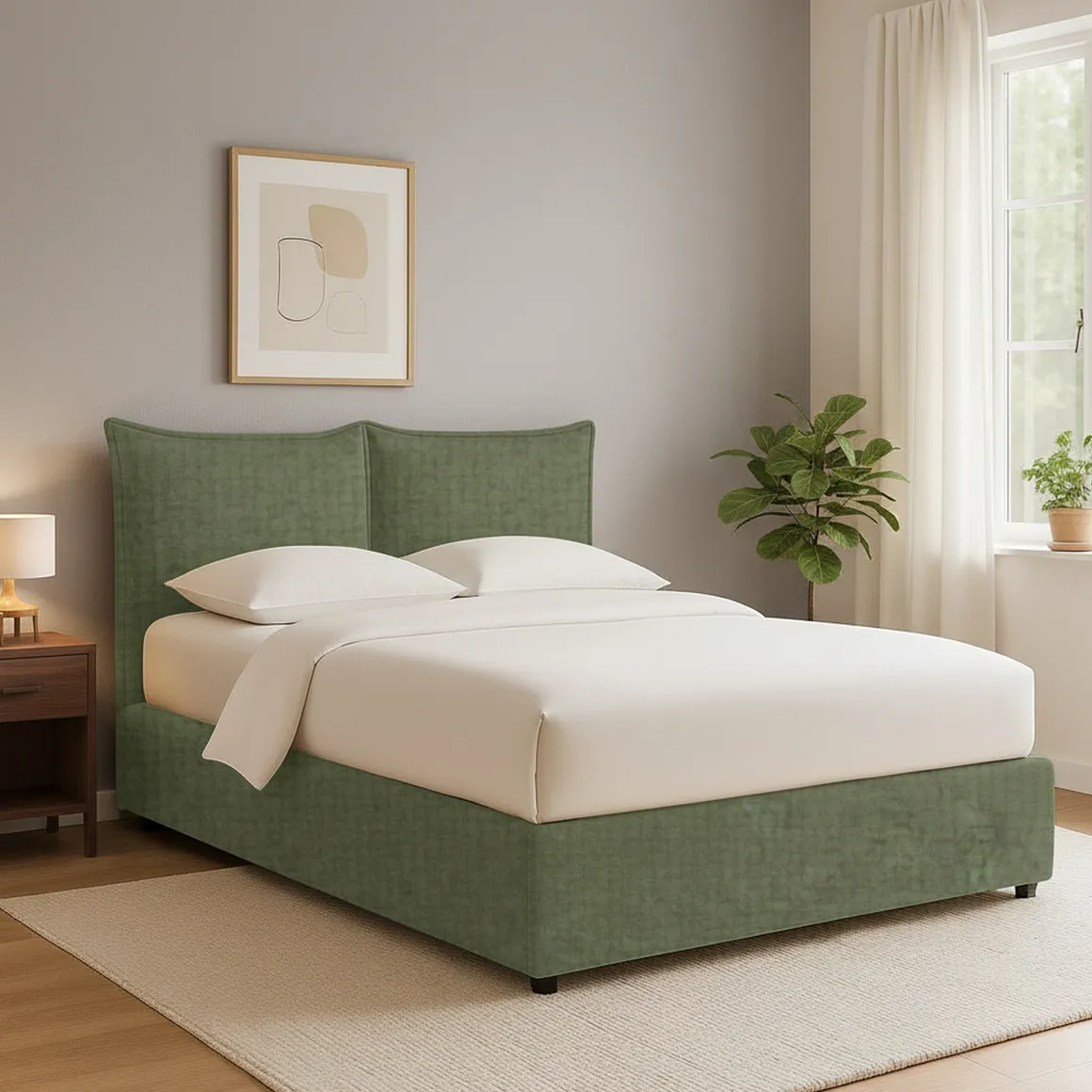 Letti Contenitore|Letti Singoli > Dmora Letto Singolo Sfoderabile Contenitore, Dimensione Materasso 90x200 cm - Maccagno Verde