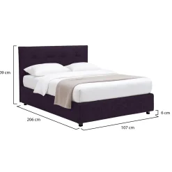 Letti Contenitore|Letti Singoli > Dmora Letto Singolo Sfoderabile Contenitore, Dimensione Materasso 90x190 cm - Fiumalbo Viola
