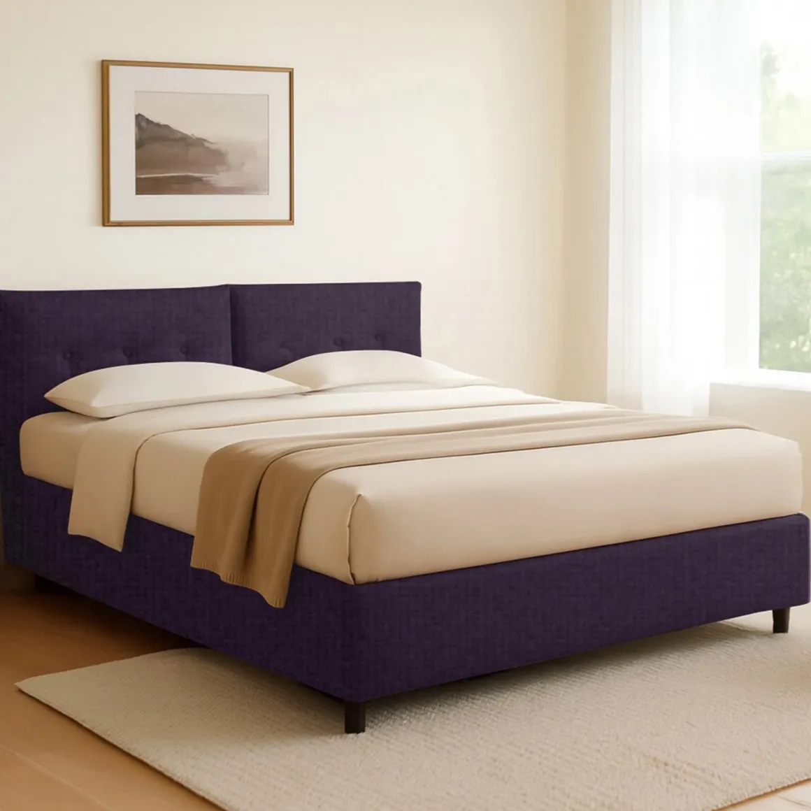 Letti Contenitore|Letti Singoli > Dmora Letto Singolo Sfoderabile Contenitore, Dimensione Materasso 90x190 cm - Supino Viola