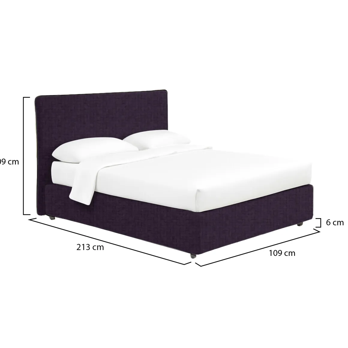 Letti Contenitore|Letti Singoli > Dmora Letto Singolo Sfoderabile Contenitore, Dimensione Materasso 90x200 cm - Cerzeto Viola
