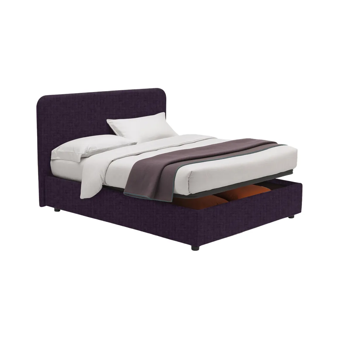 Letto Singolo Viola Sfoderabile Contenitore, Dimensione Materasso 90x200 cm - Serrone