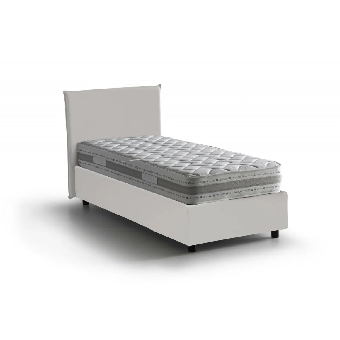Letto una piazza con contenitore bianco 105x215 - Albia
