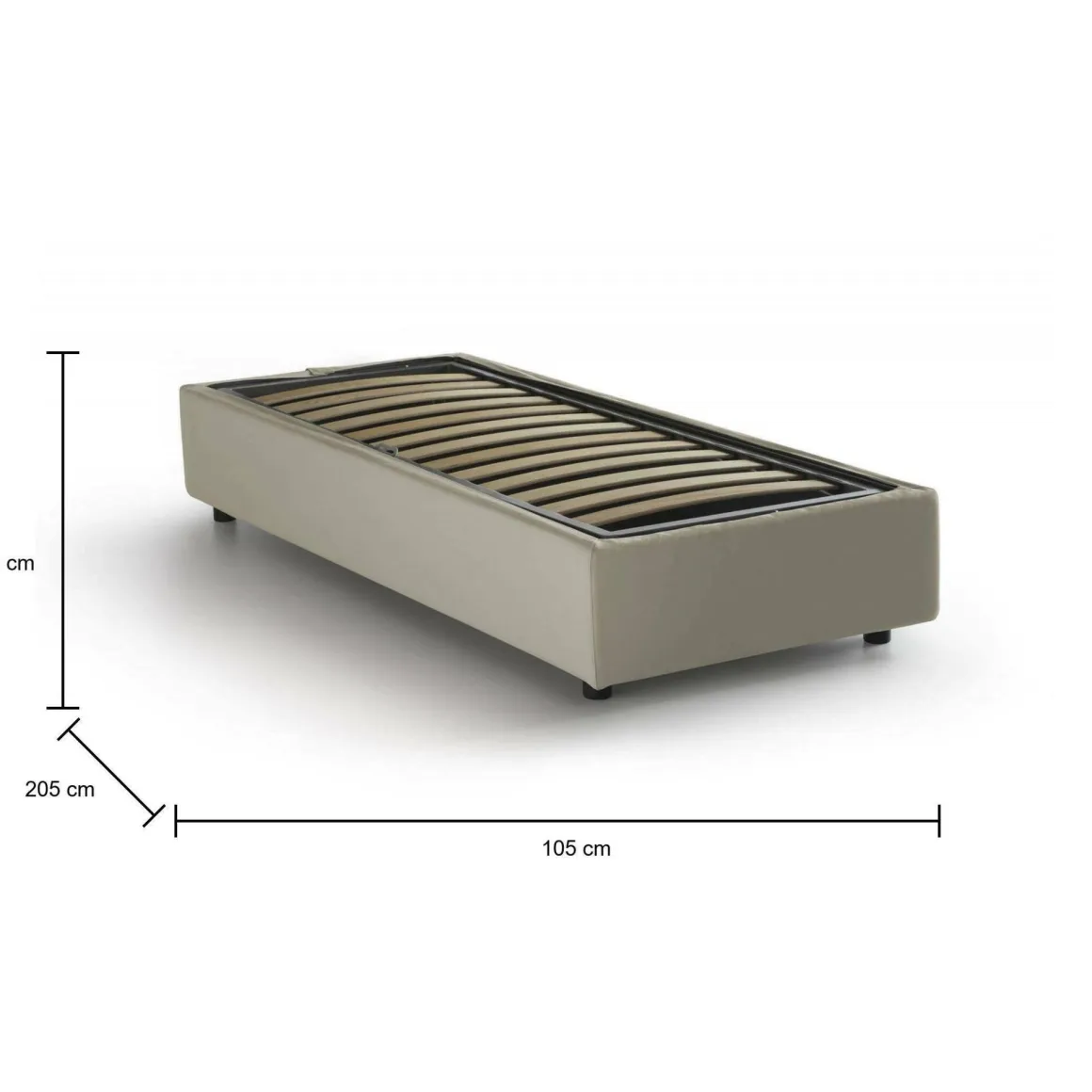 Letto una piazza contenitore beige 105x205cm rete inclusa - Acrostico