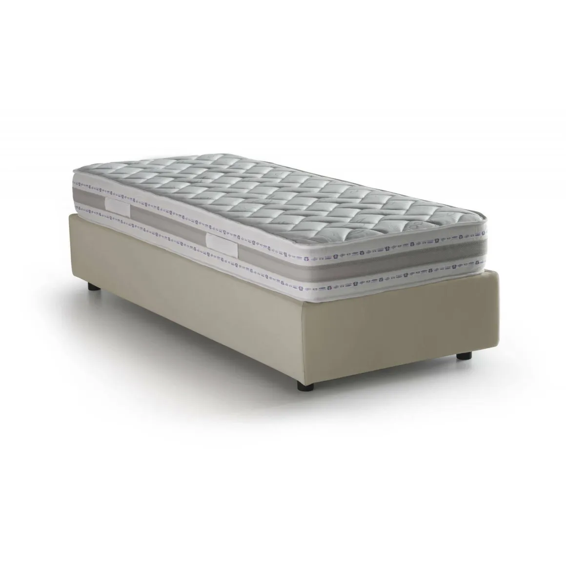 Letto una piazza contenitore beige 105x205cm sfoderabile - Addison