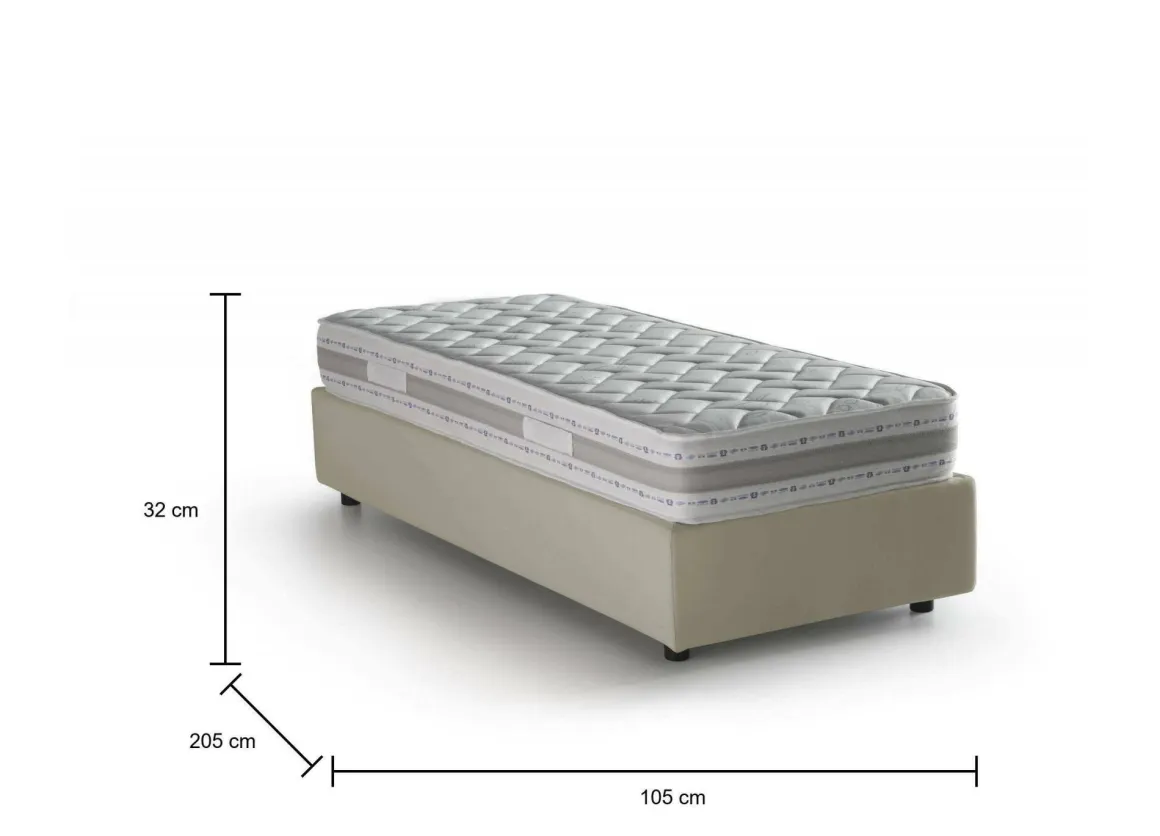 Letto una piazza contenitore beige 105x205cm sfoderabile - Addison