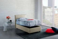 Letti Singoli|Letti Contenitore > Dmora Letto una piazza contenitore 95x215cm comodo - Ancara Beige