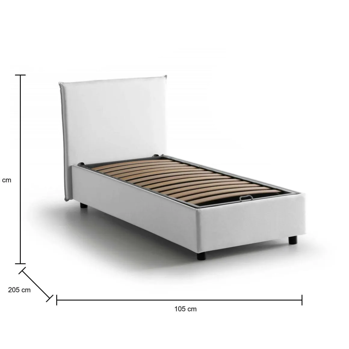 Letto una piazza contenitore bianco 105x205cm moderno - Ajan