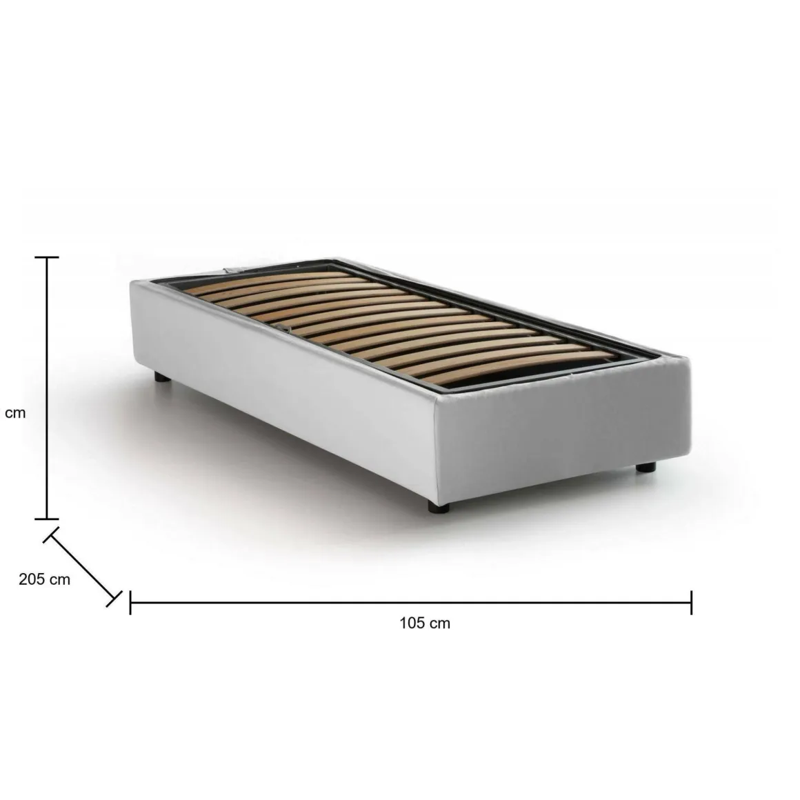 Letto una piazza contenitore bianco 105x205cm sfoderabile - Acrostico