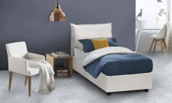 Letto una piazza contenitore bianco 105x215cm rivestimento in ecopelle - Assoreta